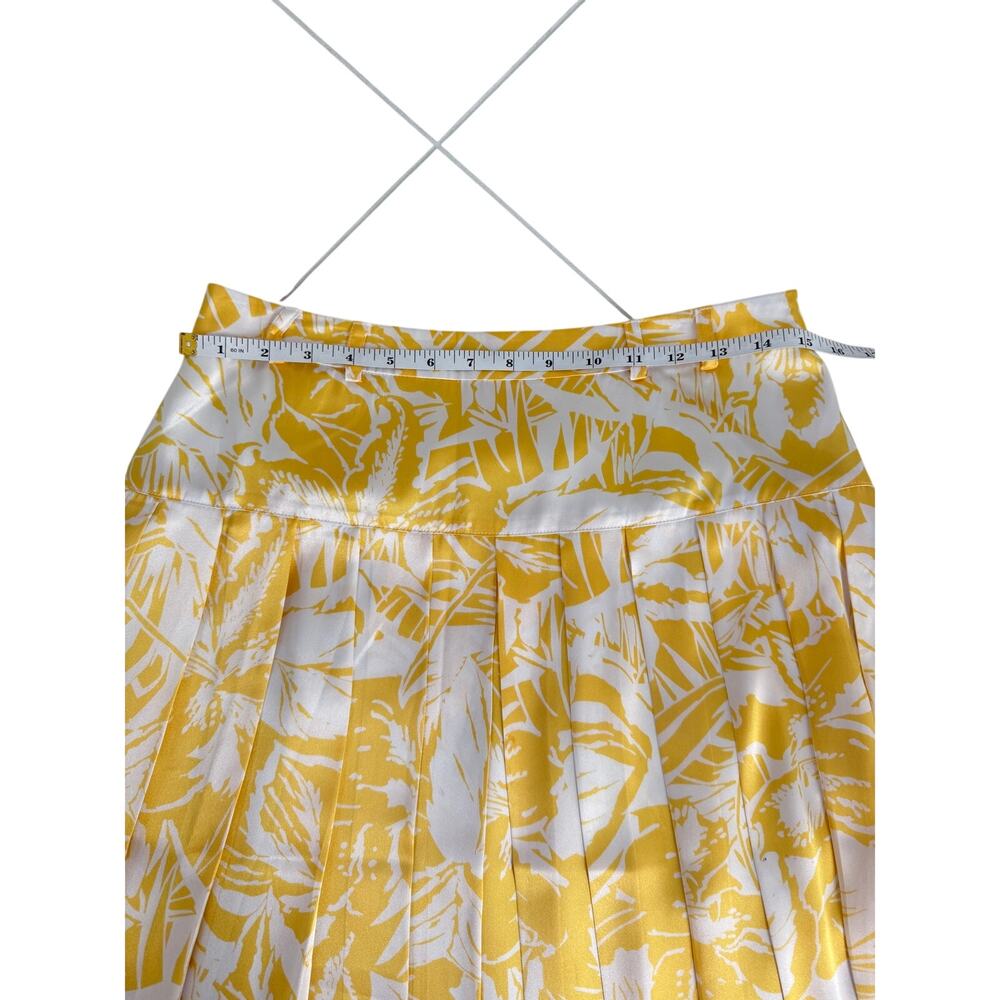 Oscar de la Renta Yellow Floral Pleated Fringe Skirt Sz 8 - Picture 4 of 7